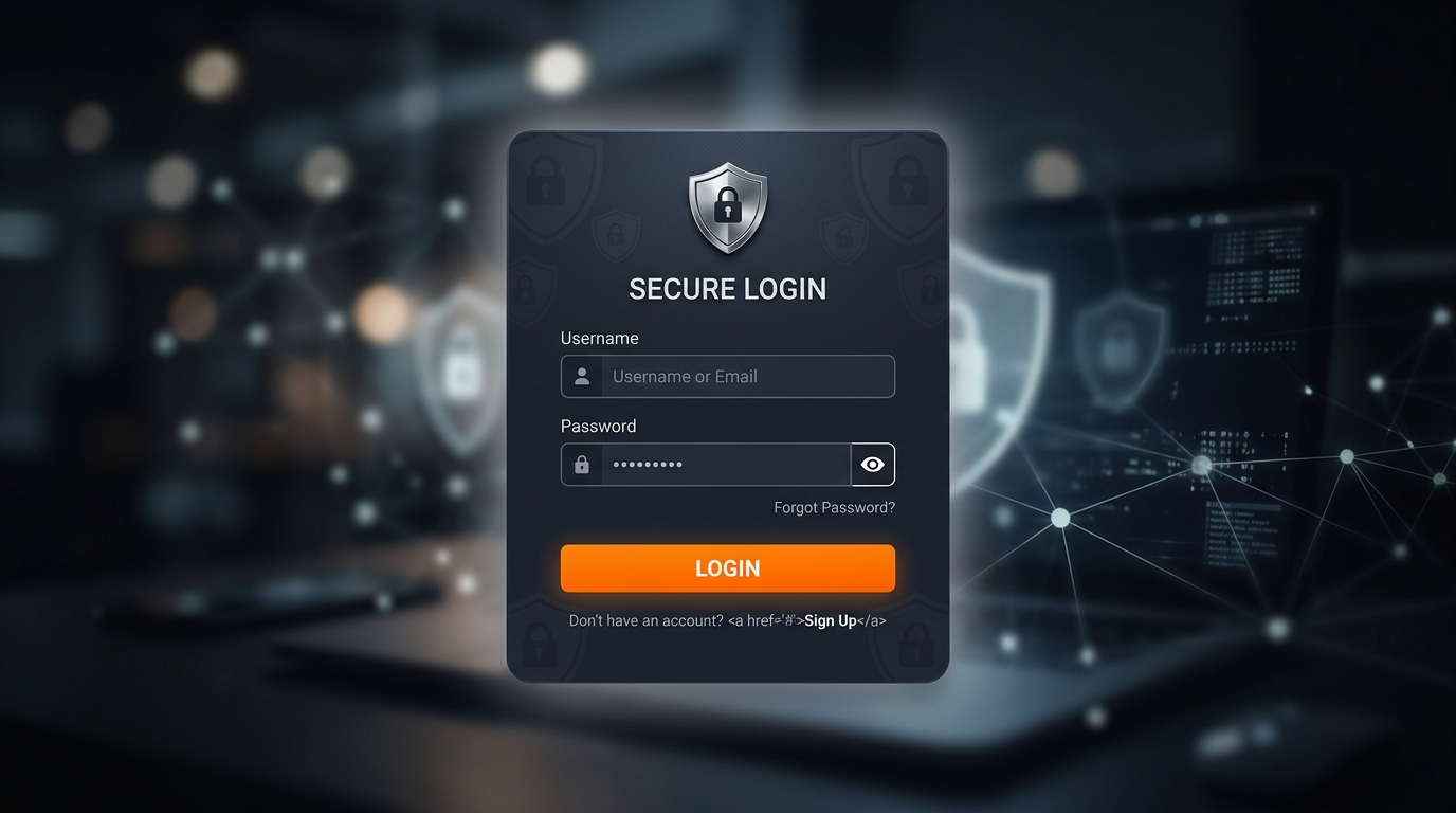 Secure login screen with username and password fields