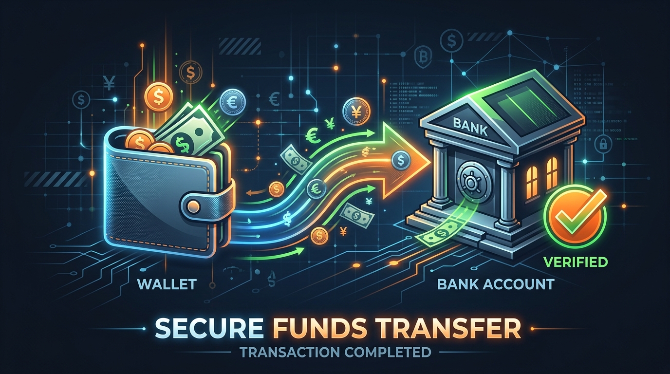 Withdrawal request moving from wallet to bank on dark UI