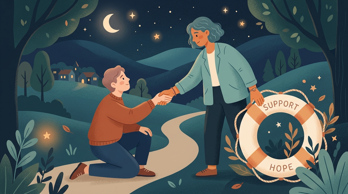 Supportive illustration representing help for problem gambling